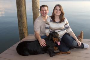 My husband and I with our furry child (Bailey)